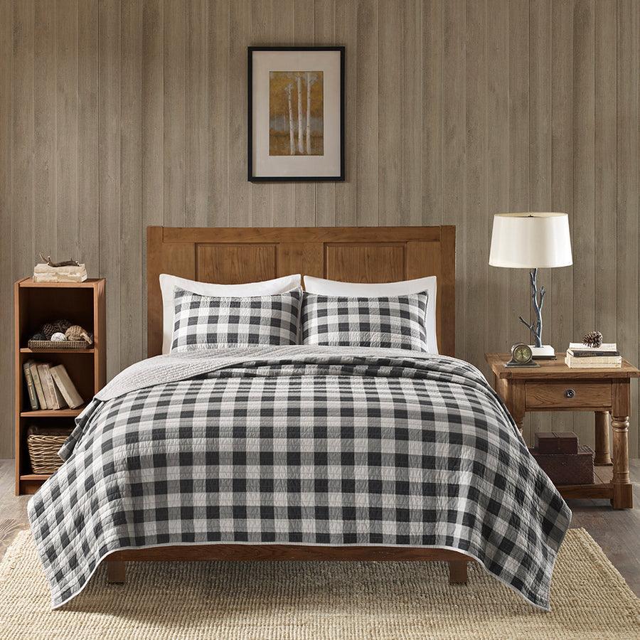 Check Lodge/Cabin Oversized Quilt Mini Set Full/ Queen Gray Olliix.com