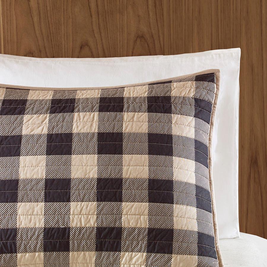 Check Lodge/Cabin Oversized Quilt Mini Set King/ Cal King Tan Olliix.com