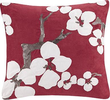 Cherry Global Inspired Blossom Square Pillow 18x18" Red Olliix.com