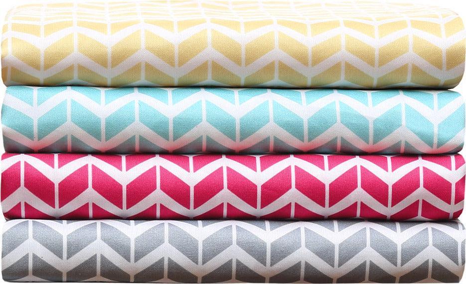 Chevron Printed Microfiber Sheet Set Twin Gray Olliix.com