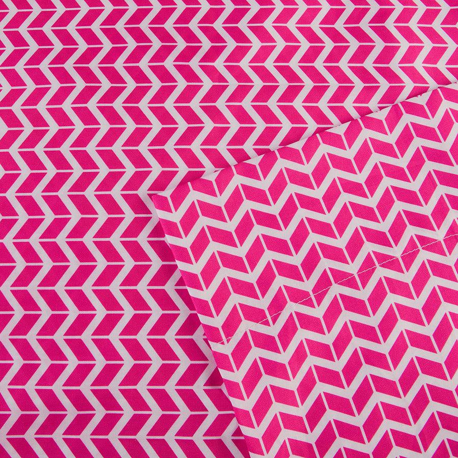 Chevron Printed Microfiber Sheet Set Twin Pink Olliix.com