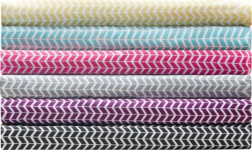 Chevron Printed Microfiber Sheet Set Twin Pink Olliix.com