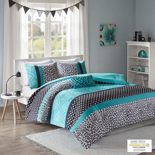 Chloe 20"D Comforter Set Teal Twin/Twin XL Olliix.com