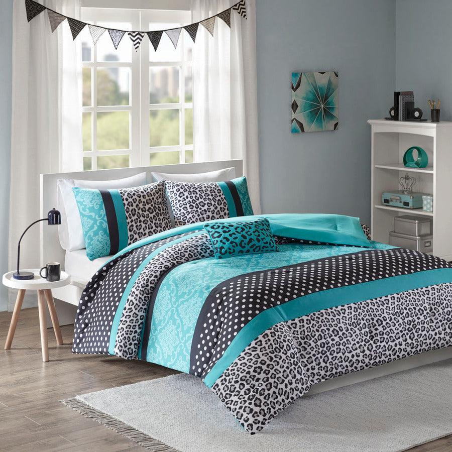 Chloe 20"D Comforter Set Teal Twin/Twin XL Olliix.com