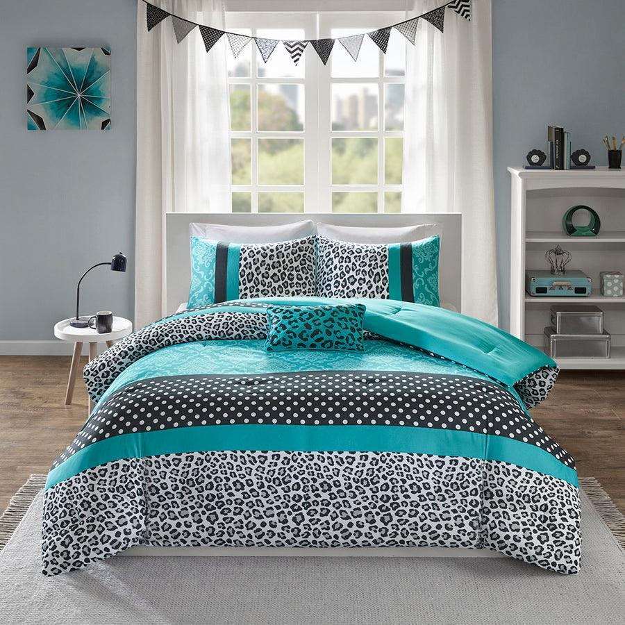 Chloe 20"D Comforter Set Teal Twin/Twin XL Olliix.com