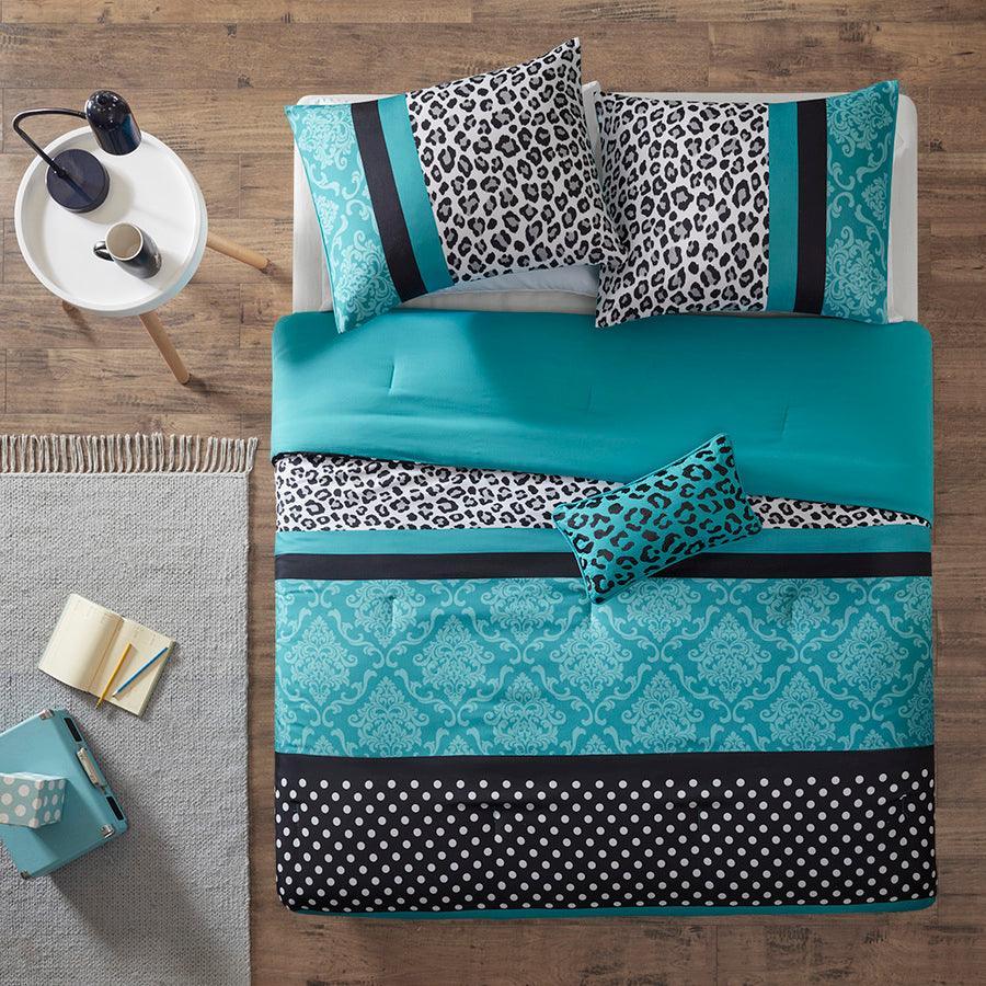 Chloe 20"D Comforter Set Teal Twin/Twin XL Olliix.com