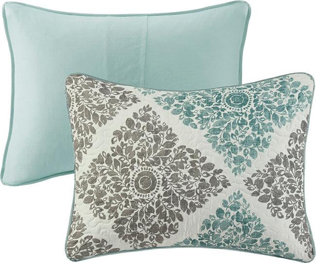 Claire King/California King 6 Piece Reversible Coverlet Set Aqua Olliix.com