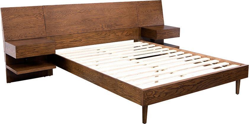 Clark king Bed with 2 Nightstand Pecan Olliix.com