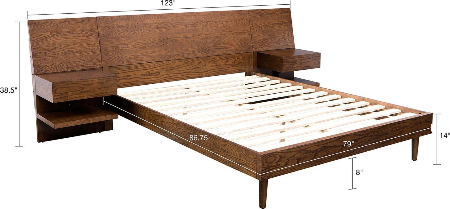 Clark king Bed with 2 Nightstand Pecan Olliix.com