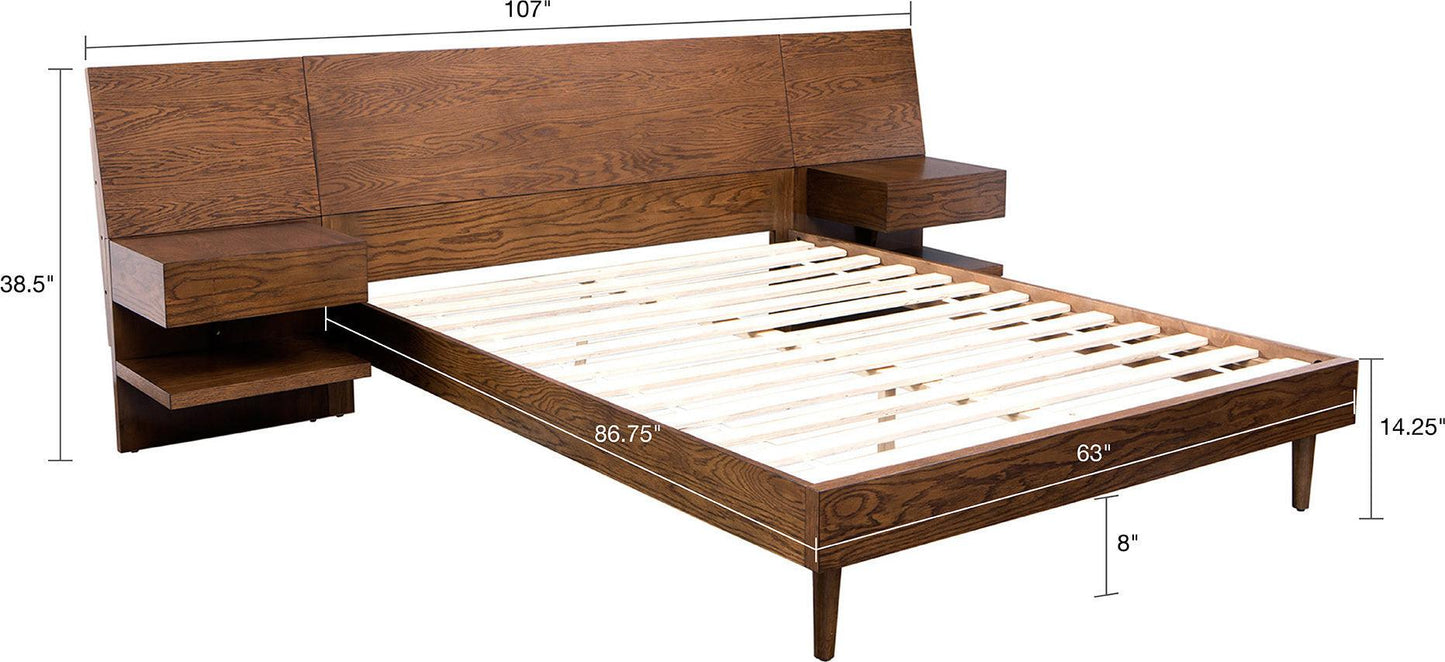 Clark Queen Bed with 2 Nightstand Pecan Olliix.com