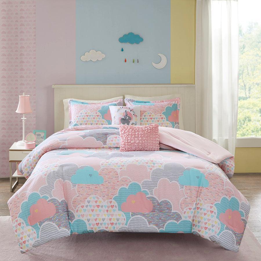 Cloud Cotton 20 " D Printed Comforter Set Pink Twin Olliix.com