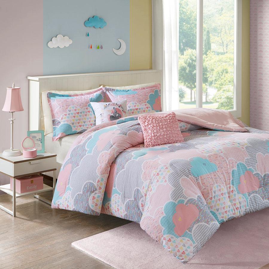 Cloud Cotton 20 " D Printed Comforter Set Pink Twin Olliix.com