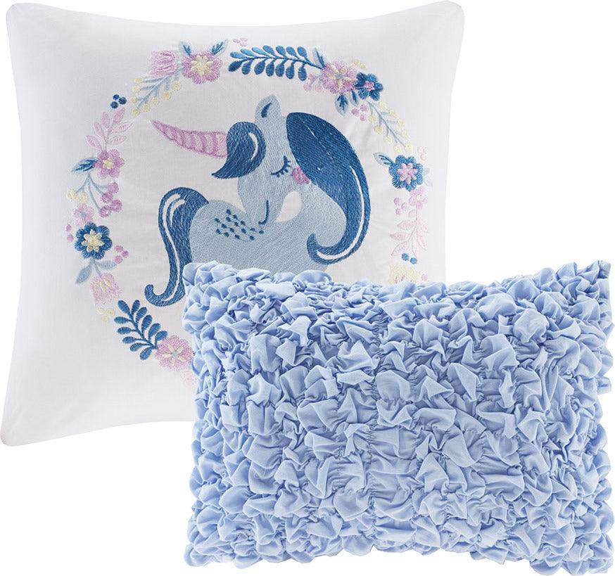 Cloud Cotton Printed Comforter Set Blue Twin Olliix.com