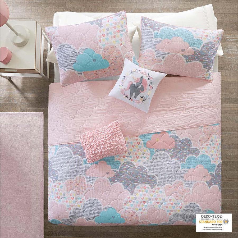 Cloud Twin Cotton Reversible Coverlet Set Pink Olliix.com