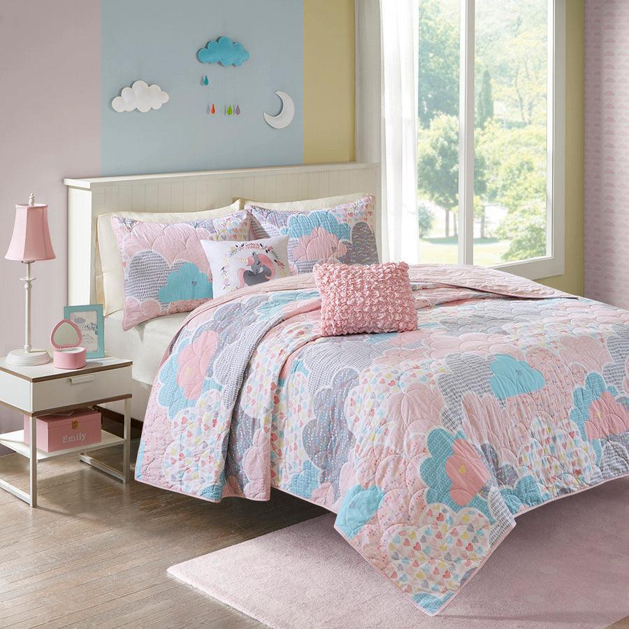 Cloud Twin Cotton Reversible Coverlet Set Pink Olliix.com