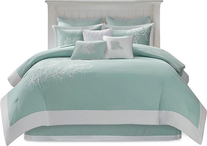 Coastline Casual Comforter Set Aqua Full Olliix.com