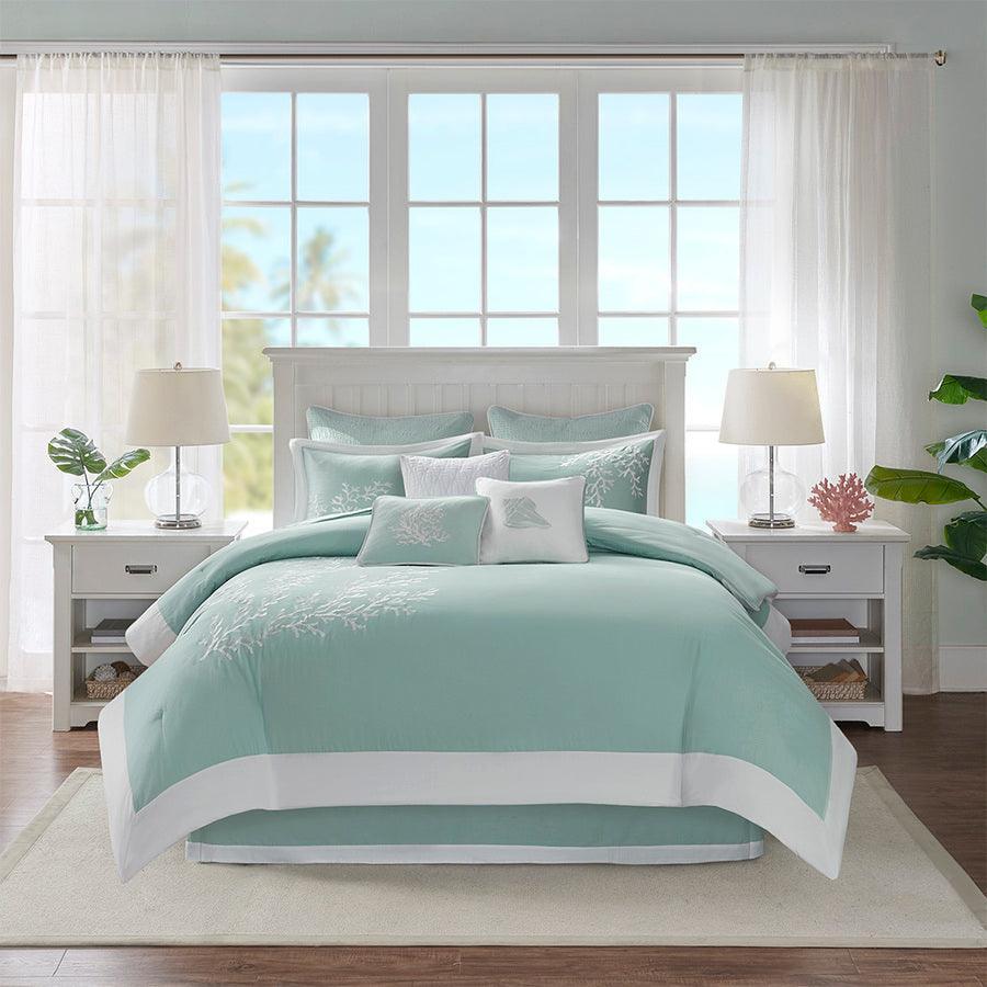 Coastline Casual Comforter Set Aqua Full Olliix.com