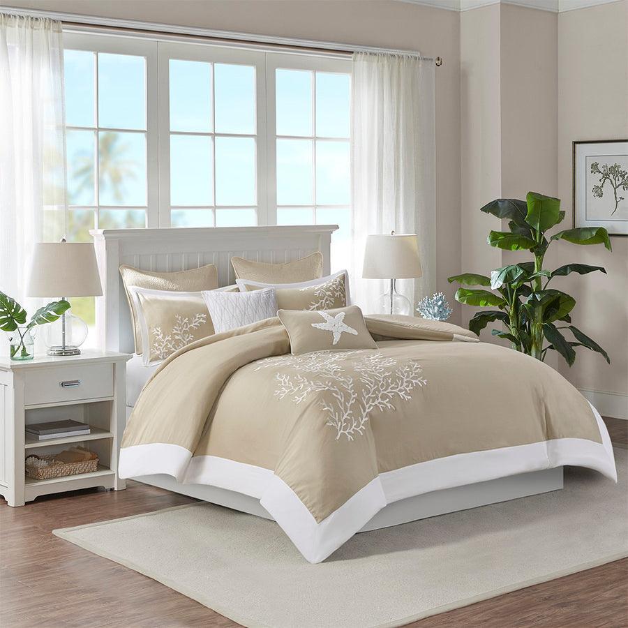 Coastline Full/Queen 5 Piece Duvet Set Khaki Olliix.com