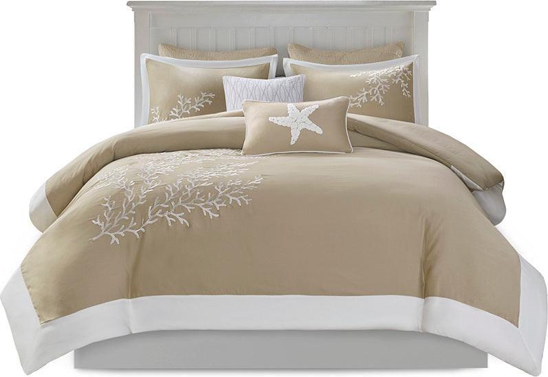 Coastline Full/Queen 5 Piece Duvet Set Khaki Olliix.com