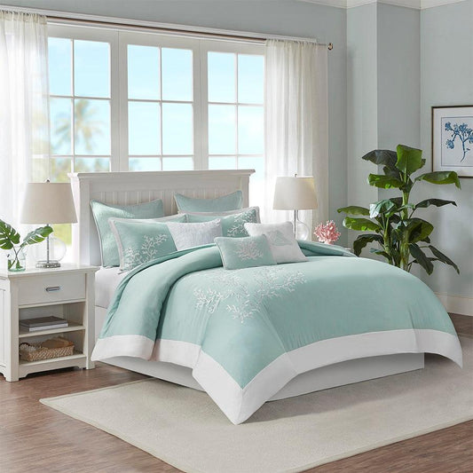 Coastline Full/Queen Duvet Cover Mini Set Aqua Olliix.com