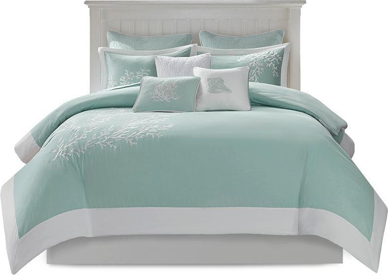 Coastline Full/Queen Duvet Cover Mini Set Aqua Olliix.com