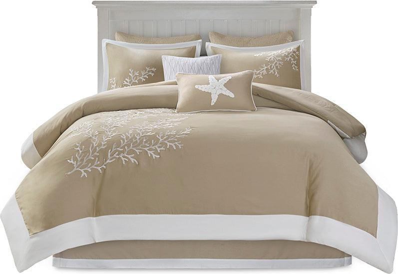 Coastline Modern 6 Piece Comforter Set Khaki Queen Olliix.com