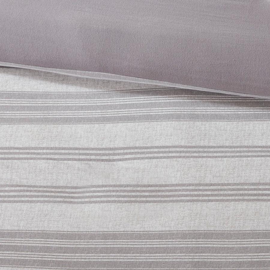 Cole Casual Stripe Ultra Soft Cotton Blend Jersey Knit Duvet Cover Set Full/Queen Gray Olliix.com