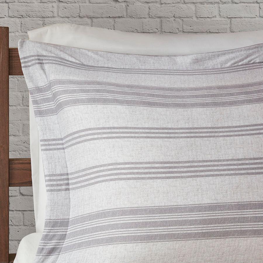 Cole Casual Stripe Ultra Soft Cotton Blend Jersey Knit Duvet Cover Set Full/Queen Gray Olliix.com