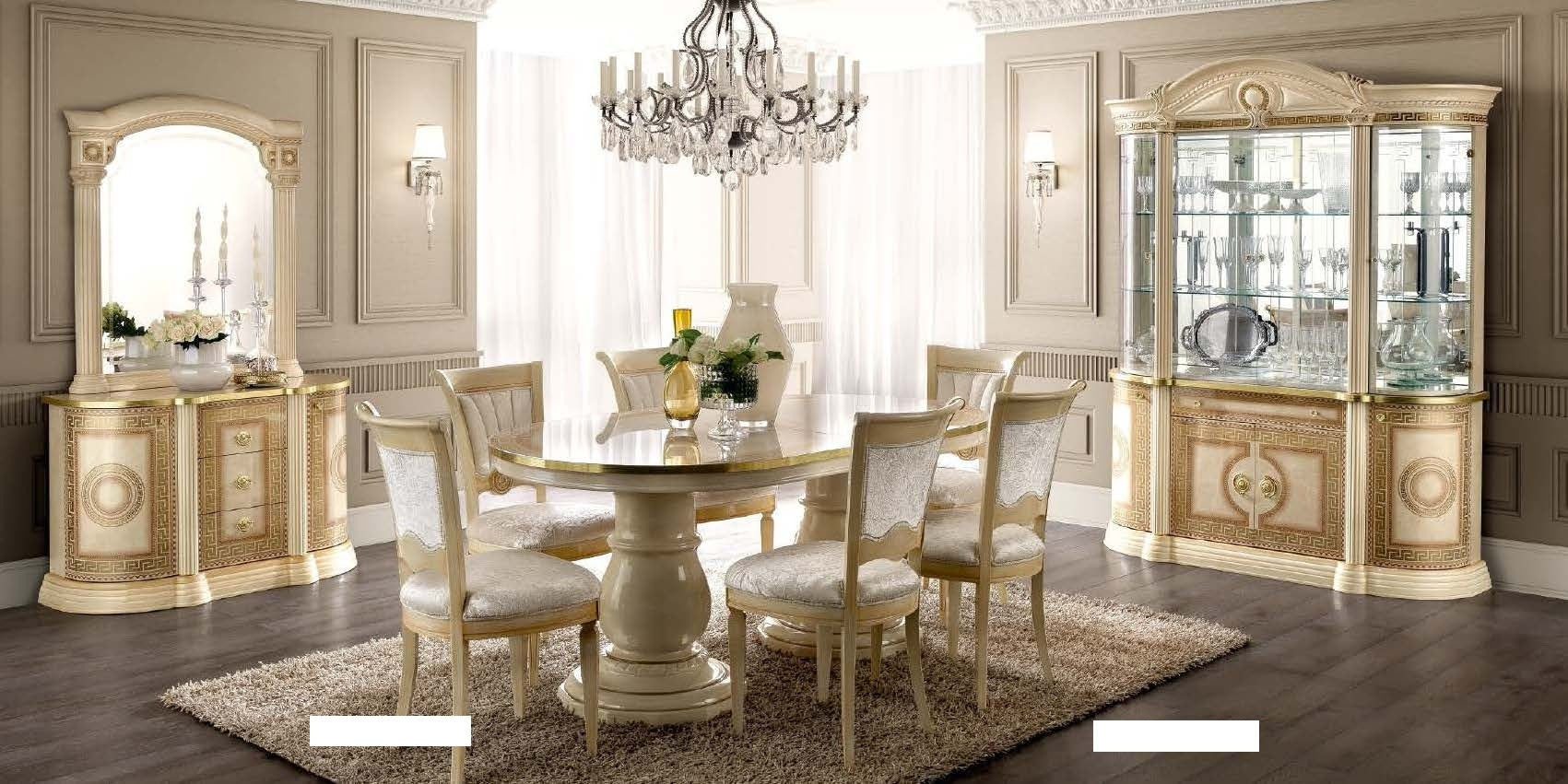 ESF Furniture - Aida 10 Piece Dining Room Set in Ivory - AIDA-DT-10SET ESF Furniture