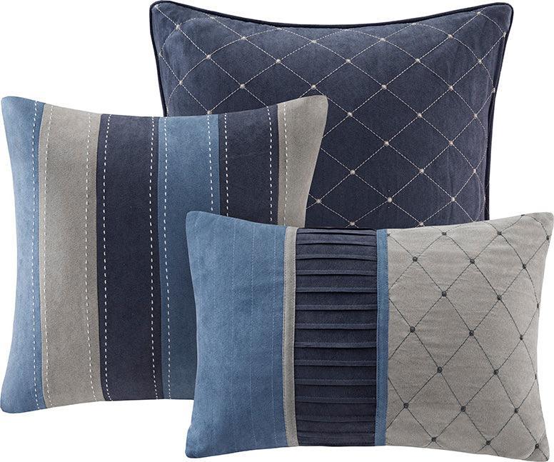 Collins Glam 7 Piece Comforter Set Navy Queen Olliix.com