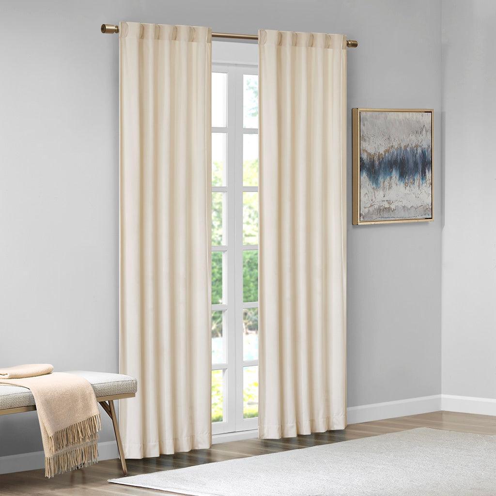 Colt 63" Room Darkening Poly Velvet Rod Pocket Back Tab Window Panel Pair Ivory Olliix.com