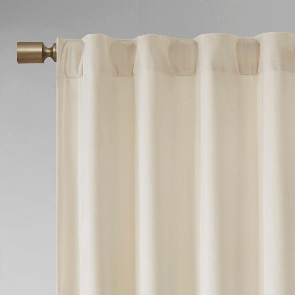 Colt 63" Room Darkening Poly Velvet Rod Pocket Back Tab Window Panel Pair Ivory Olliix.com