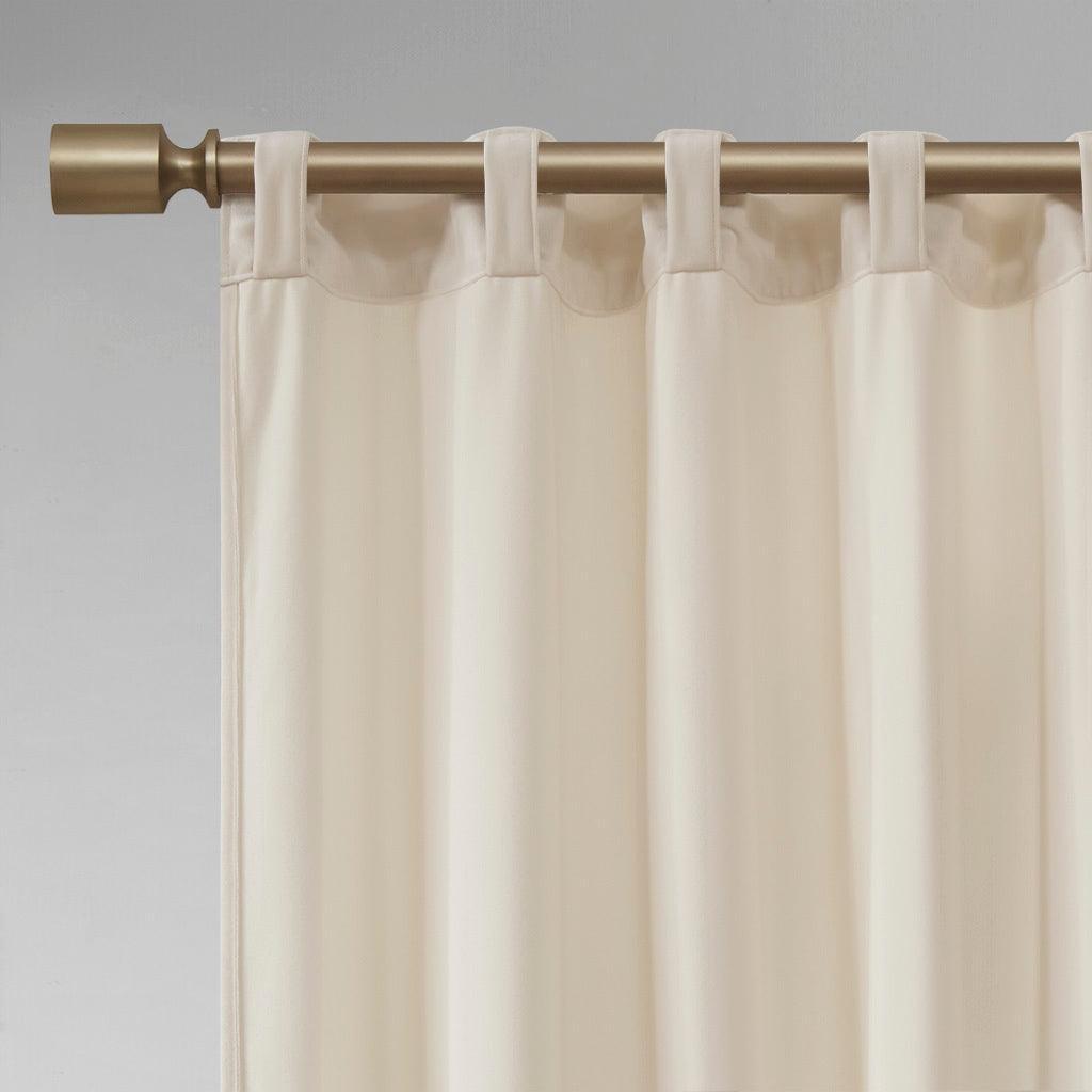 Colt 63" Room Darkening Poly Velvet Rod Pocket Back Tab Window Panel Pair Ivory Olliix.com