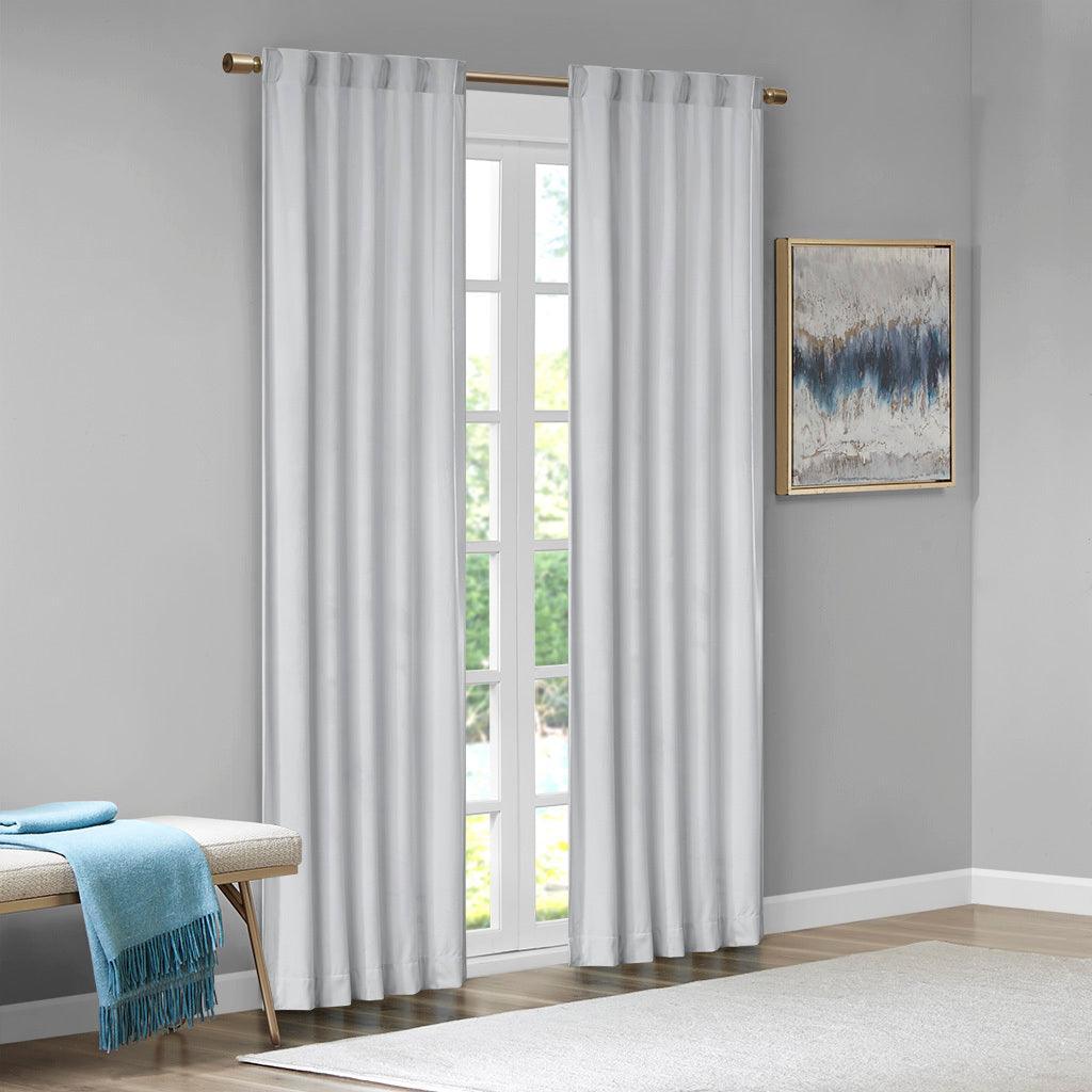 Colt 63" Room Darkening Poly Velvet Rod Pocket Back Tab Window Panel Pair Light Gray Olliix.com