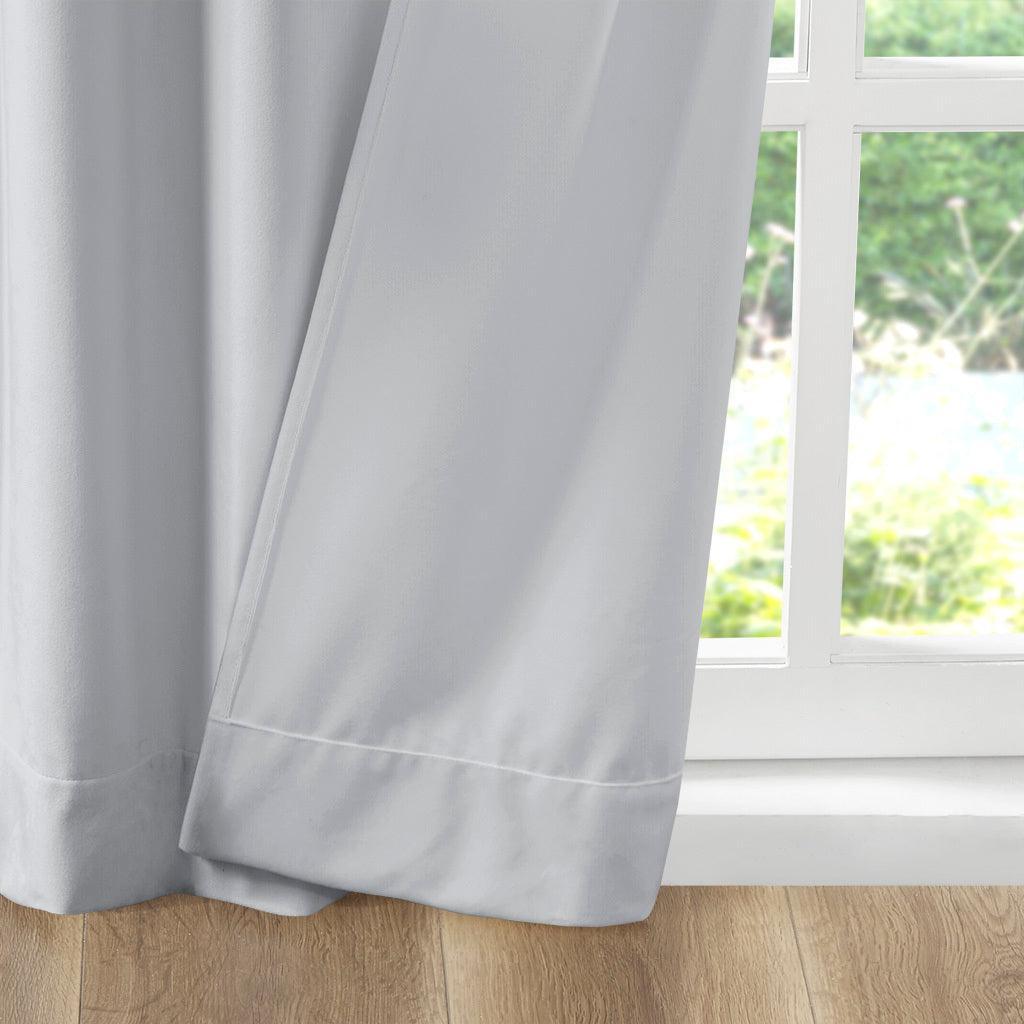 Colt 63" Room Darkening Poly Velvet Rod Pocket Back Tab Window Panel Pair Light Gray Olliix.com