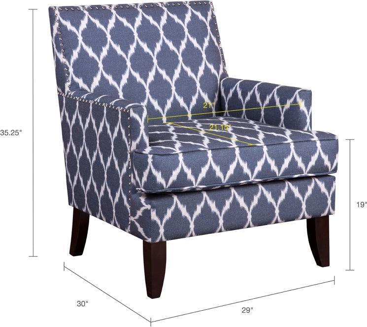 Colton Track Arm Club Chair Blue & White Olliix.com