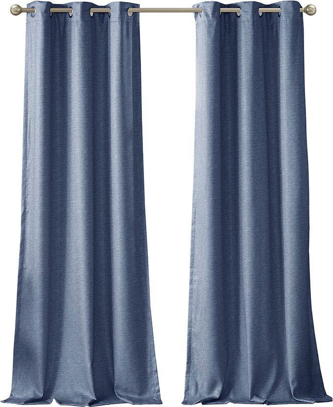 Como 84 H Tonal Printed Faux Silk Total Blackout Window Panel Pair Blue Olliix.com