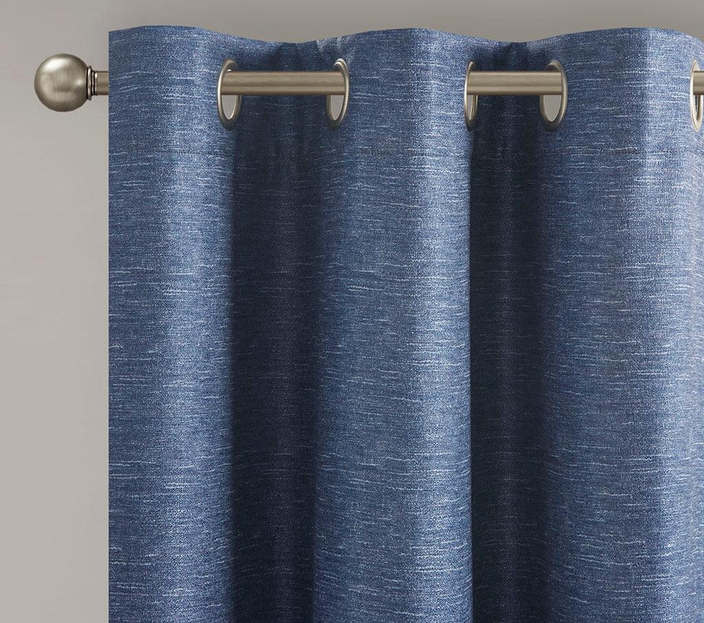 Como 84 H Tonal Printed Faux Silk Total Blackout Window Panel Pair Blue Olliix.com