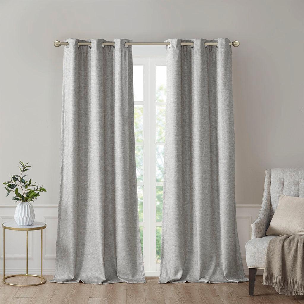 Como 84 H Tonal Printed Faux Silk Total Blackout Window Panel Pair Gray Olliix.com