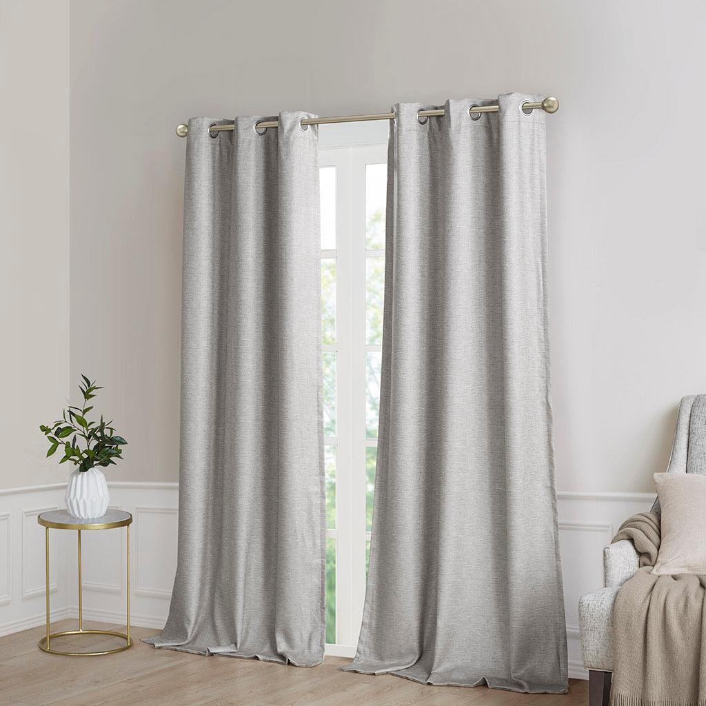 Como 84 H Tonal Printed Faux Silk Total Blackout Window Panel Pair Gray Olliix.com