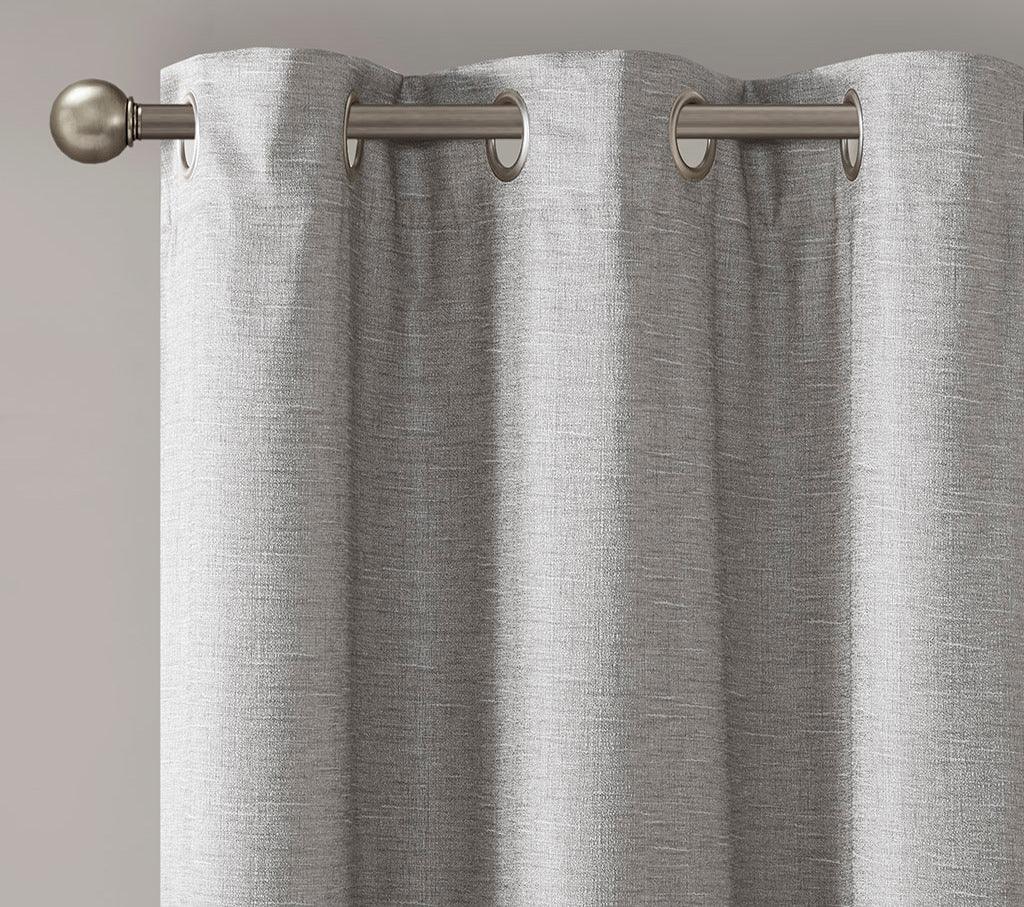 Como 84 H Tonal Printed Faux Silk Total Blackout Window Panel Pair Gray Olliix.com