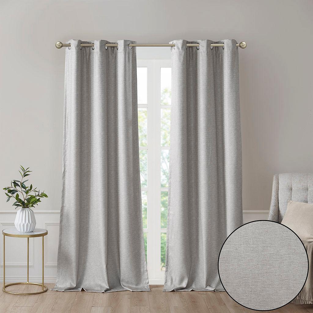 Como 84 H Tonal Printed Faux Silk Total Blackout Window Panel Pair Gray Olliix.com