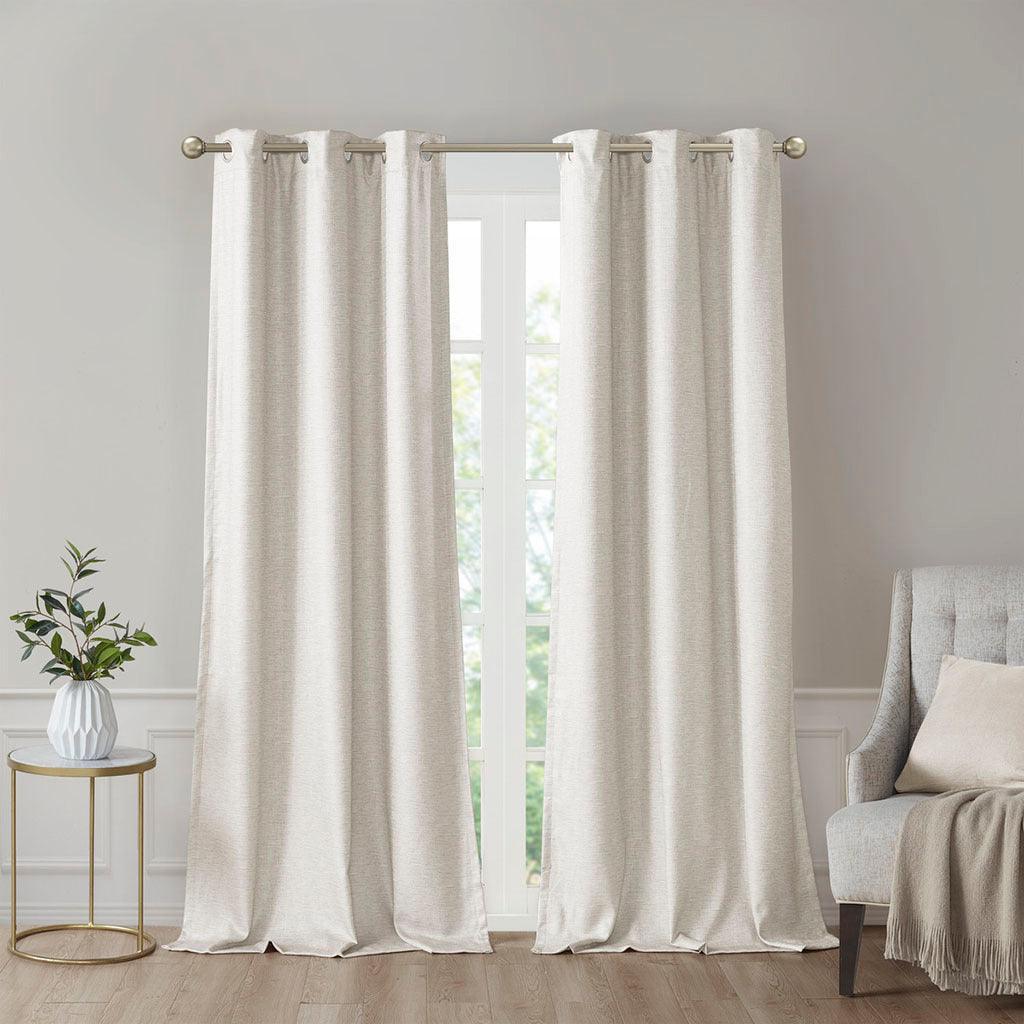 Como 84 H Tonal Printed Faux Silk Total Blackout Window Panel Pair Ivory Olliix.com