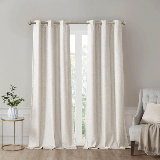 Como 84 H Tonal Printed Faux Silk Total Blackout Window Panel Pair Ivory Olliix.com