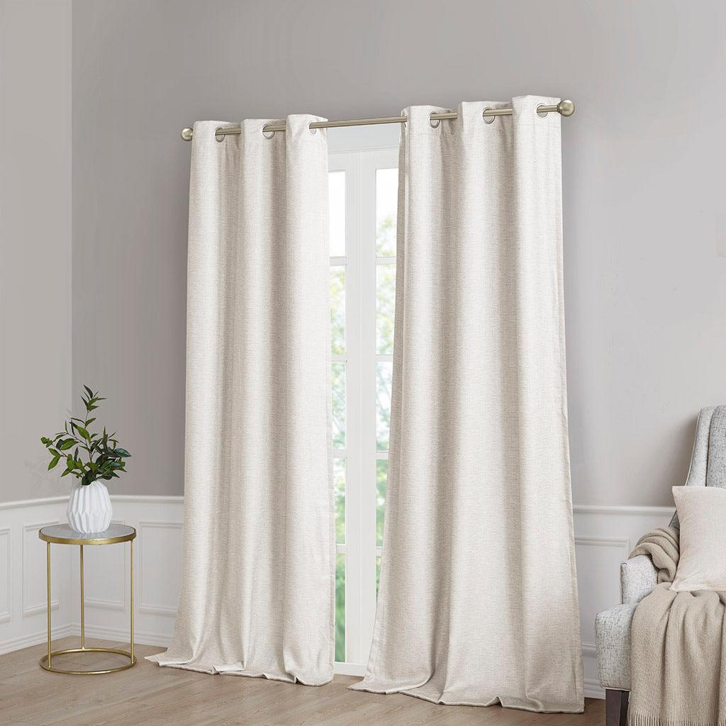 Como 84 H Tonal Printed Faux Silk Total Blackout Window Panel Pair Ivory Olliix.com