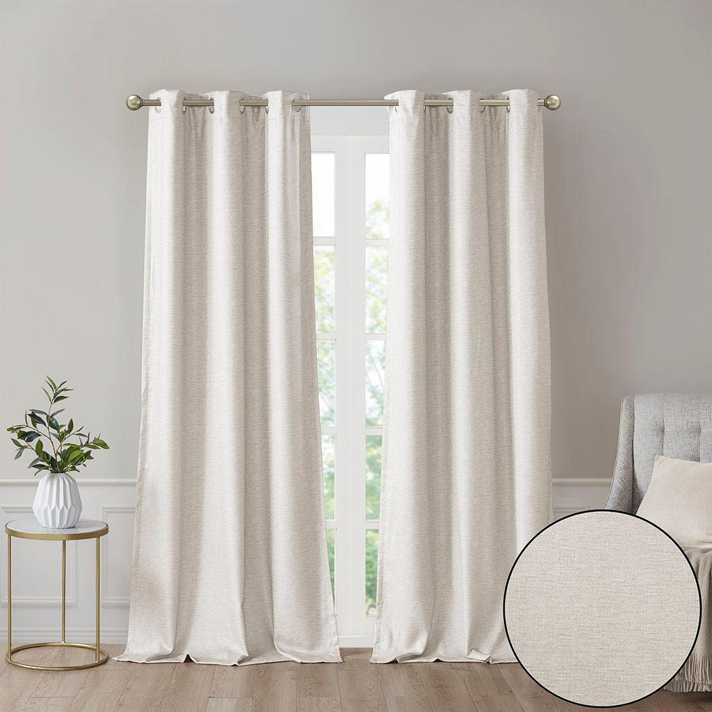 Como 84 H Tonal Printed Faux Silk Total Blackout Window Panel Pair Ivory Olliix.com