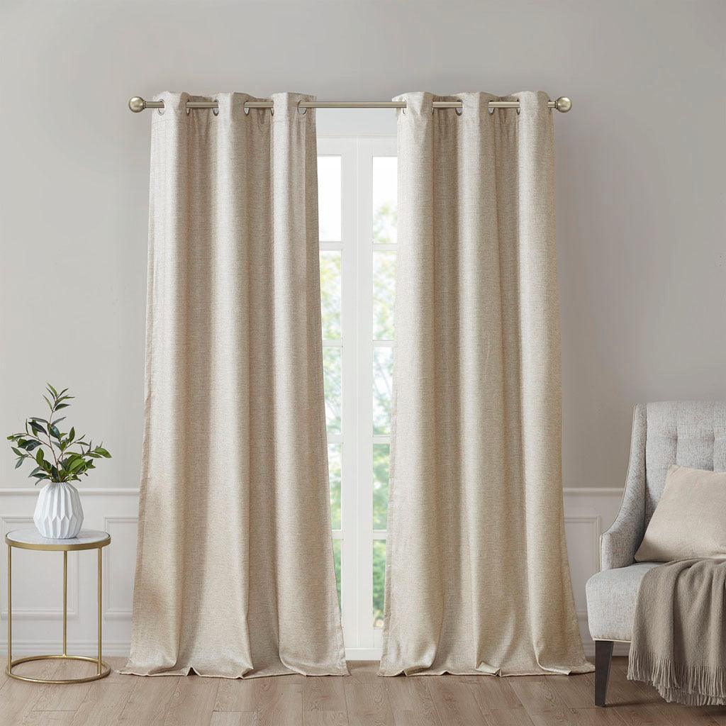 Como 84 H Tonal Printed Faux Silk Total Blackout Window Panel Pair Taupe Olliix.com