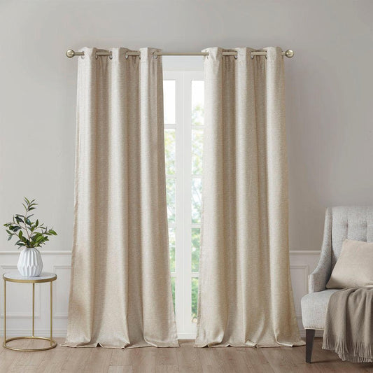 Como 84 H Tonal Printed Faux Silk Total Blackout Window Panel Pair Taupe Olliix.com