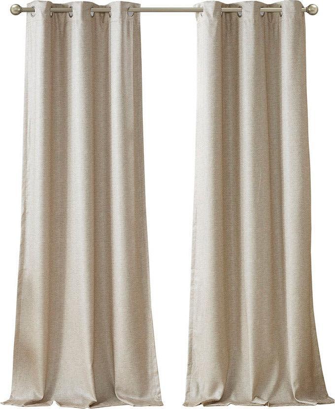 Como 84 H Tonal Printed Faux Silk Total Blackout Window Panel Pair Taupe Olliix.com