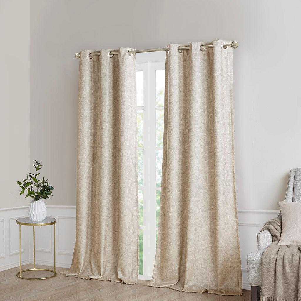 Como 84 H Tonal Printed Faux Silk Total Blackout Window Panel Pair Taupe Olliix.com